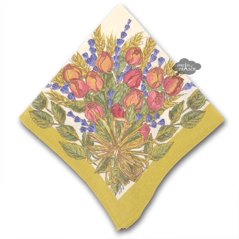 Trendy matte finish plates-Roses and Lavender Provence Cotton Napkin by Tissus Toselli