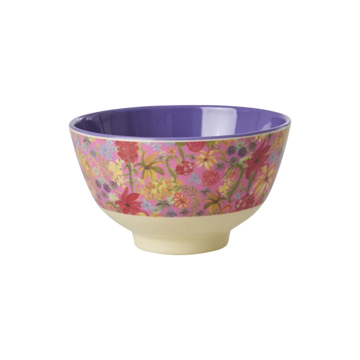 Designer wooden dinner trays-Rice DK Melamine Bowl with Swedish Flower Print - Small - 300 ml