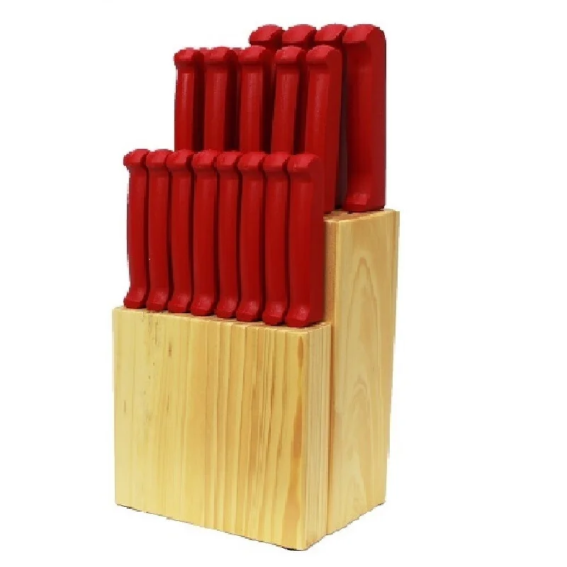 Luxury gold-rimmed platters-Quikut Homebasics 20-piece Red Cutlery Set