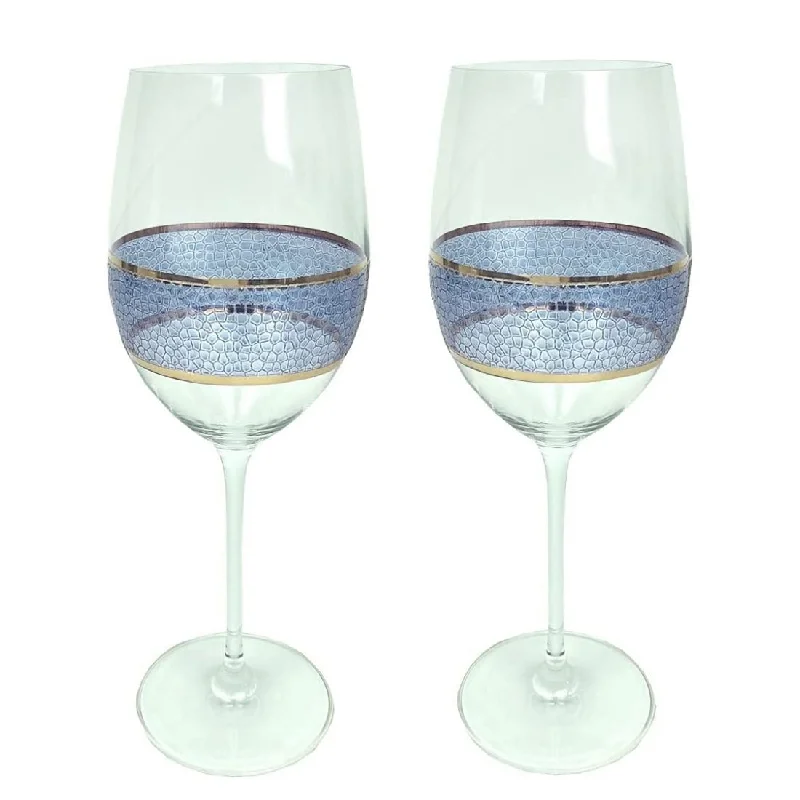 Elegant etched wine glasses-Michael Wainwright Panthera Indigo Wine Glasses, Set of 2