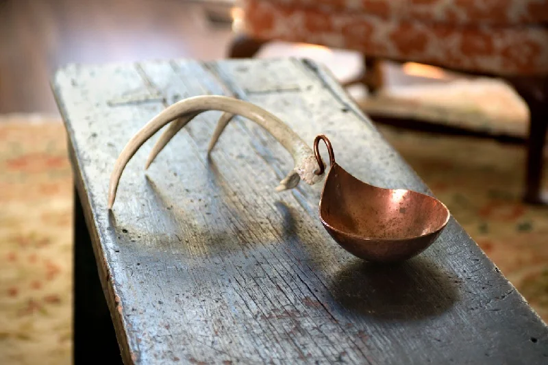 Trendy reusable glass trays-Copper Nut Bowl with Antler Handle