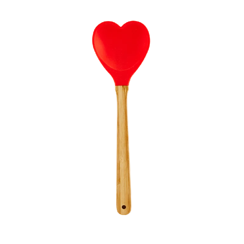 Luxury porcelain soup tureens-Kitchen Silicone Spoon in Heart shape | Red