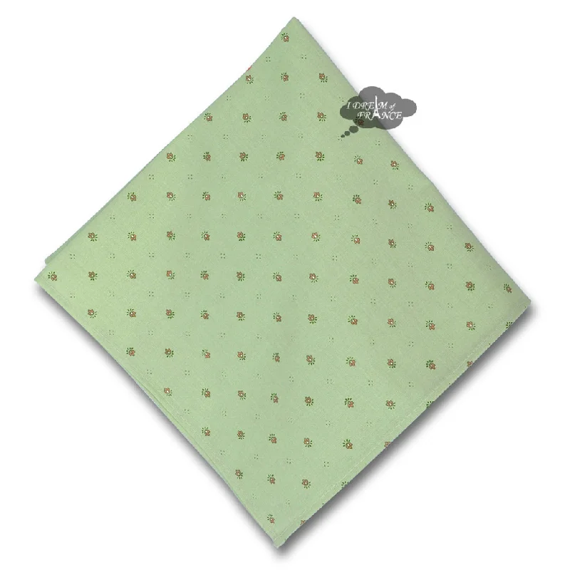 Casual outdoor serving trays-Calisson Green Provence Cotton Napkin by Tissus Toselli