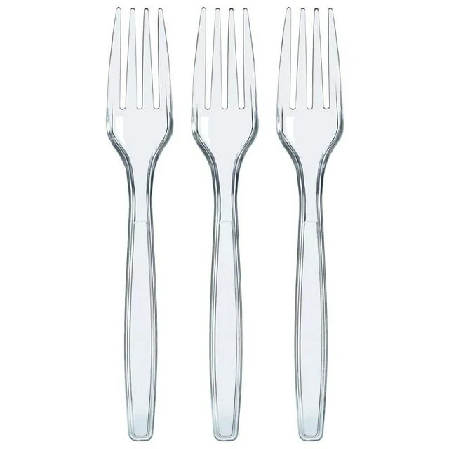 Affordable bamboo dinnerware sets-#P4FC HEAVY DUTY CLEAR FORK (1000CT) (SKU #60449)