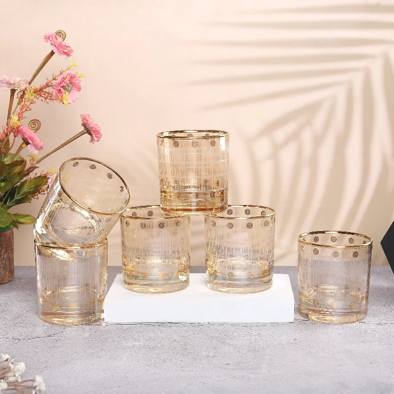 Luxury hand-painted tumblers-Turkish Short Whisky Glasses with mix of circles and lines