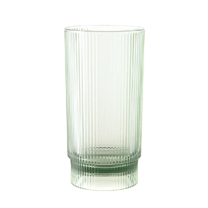 Elegant etched glass bowls-Acrylic Ribbed Hi Ball Glass Green 410ml