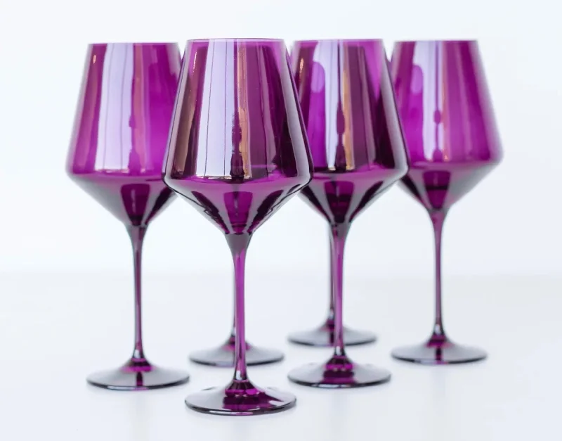 Luxury crystal wine glasses-Estelle Colored Wine Glasses- Amethyst