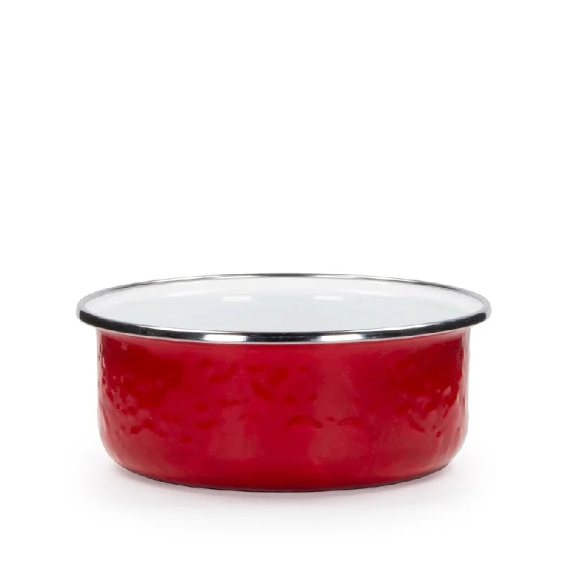 Affordable reusable plastic cutlery-Golden Rabbit Solid Red Enamelware Soup Bowls (Pack of 4)