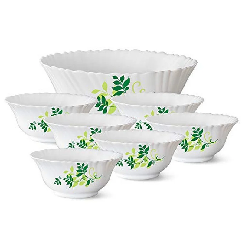 Elegant floral glass trays-Larah by Borosil Fern Pudding Set