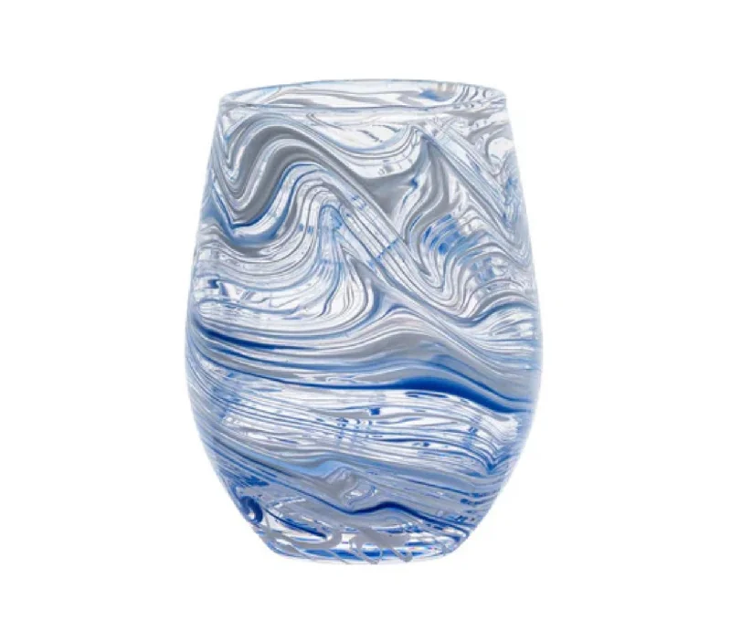 Designer espresso cups on sale-Juliska Marbled Stemless Wine Glass