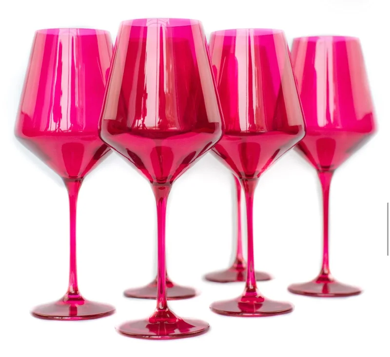 Vintage retro drinking glasses-Estelle Colored Wine Glasses- Vivid Magenta