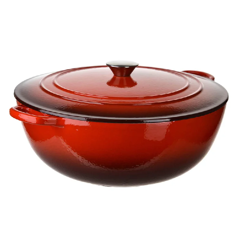 Affordable stainless steel bowls-Cast Iron Pot Red 7L