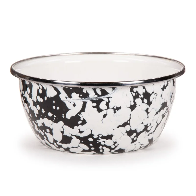 Elegant floral ceramic bowls-Golden Rabbit Black Swirl Enamelware Salad Bowls (Pack of 4)