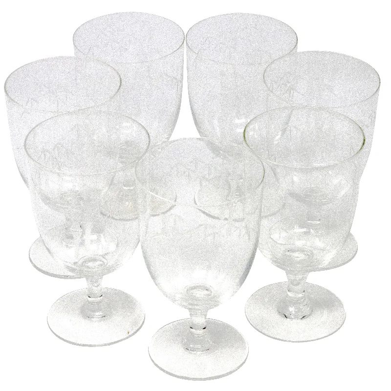 Casual glass dessert bowls-Sasaki Etched Bamboo Large Goblets