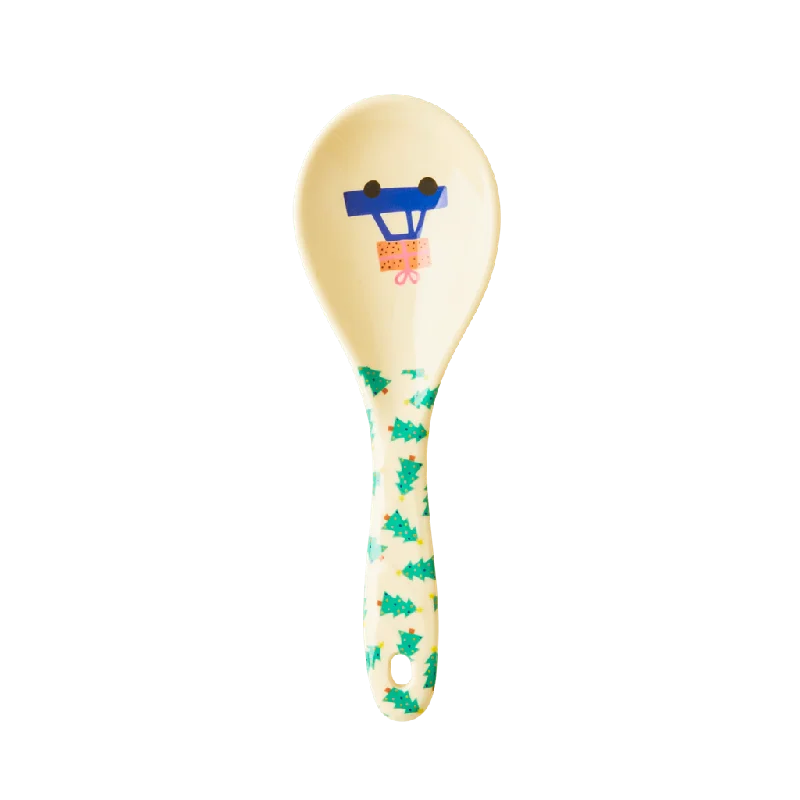 Cute cartoon plates for kids-Melamine Salad Spoon | Christmas Tree Print