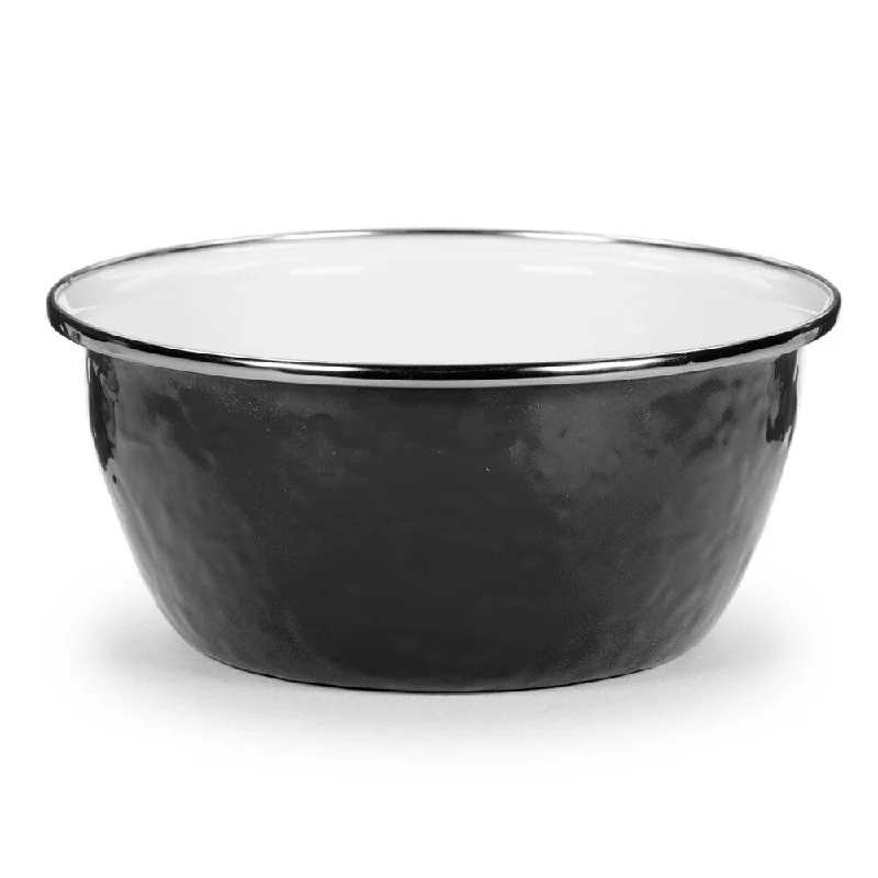 Luxury gold-rimmed bowls-Golden Rabbit Solid Black Enamelware Salad Bowls (Pack of 4)