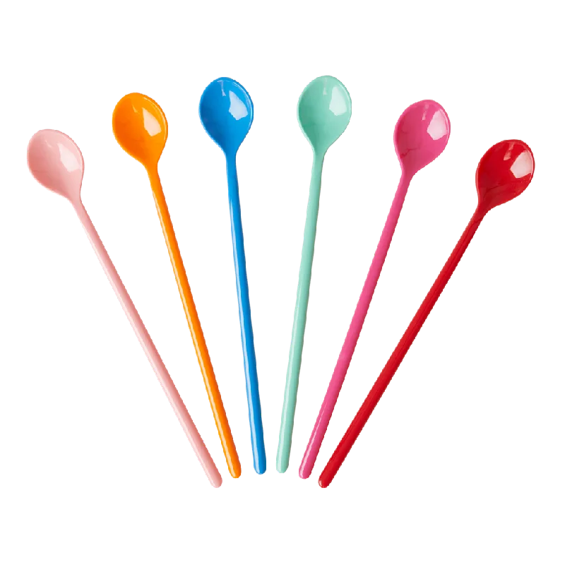 Trendy matte finish plates-Melamine Latte Spoon - Assorted Colors - Choose Happy - Bundle of 6