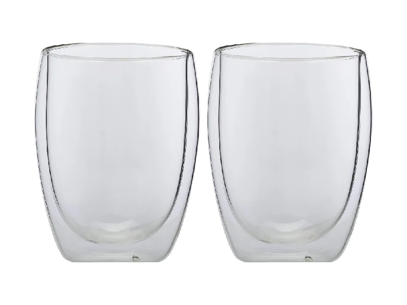 Elegant floral glass mugs-Maxwell & Williams Blend Double Wall Coffee Cup 350ml Set Of 2 Gift Boxed