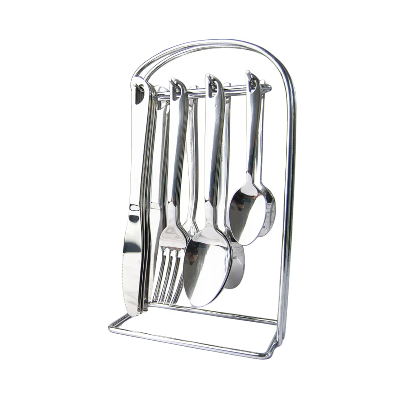 Casual plastic dinner plates-Table Pride 24 Piece Stainless Steel Hanging Cutlery Set Silver