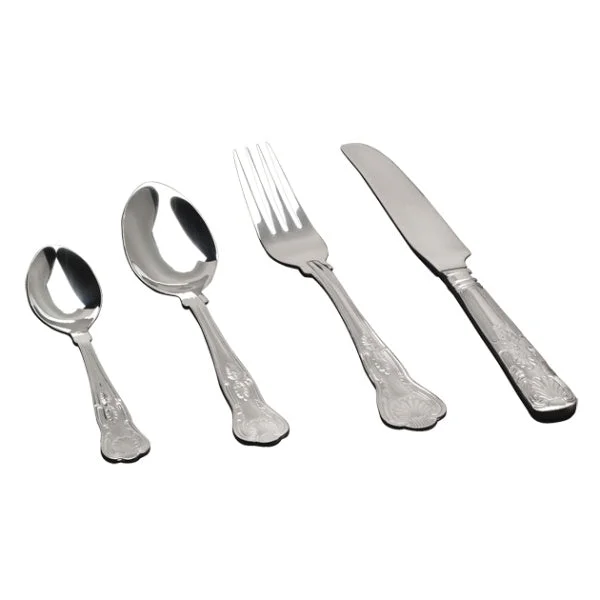 Chic reusable dinnerware sets-Dessert Fork Kings Pattern (Dozen)