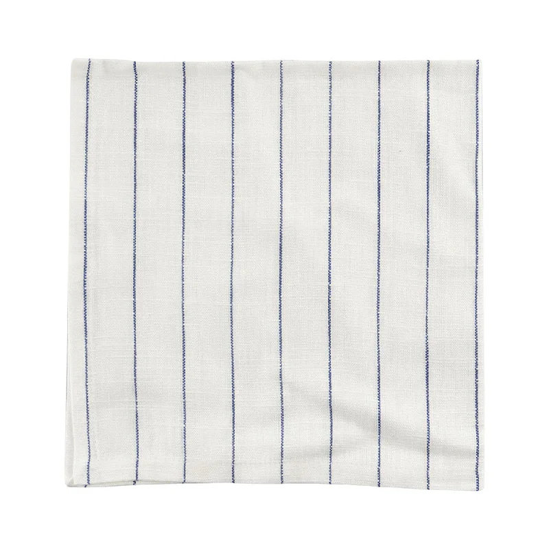 Affordable ceramic soup bowls-Pinstripe Napkin White & Blue 45x45cm