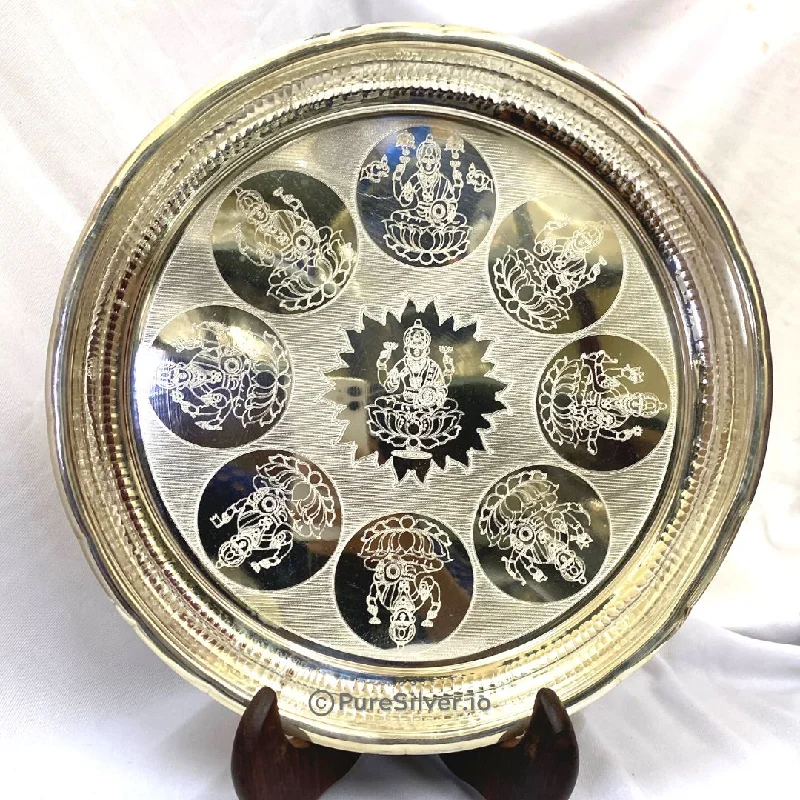 Affordable ceramic dinner sets-925 Sterling Silver Arivana Thali Plate for Puja - 600 grams