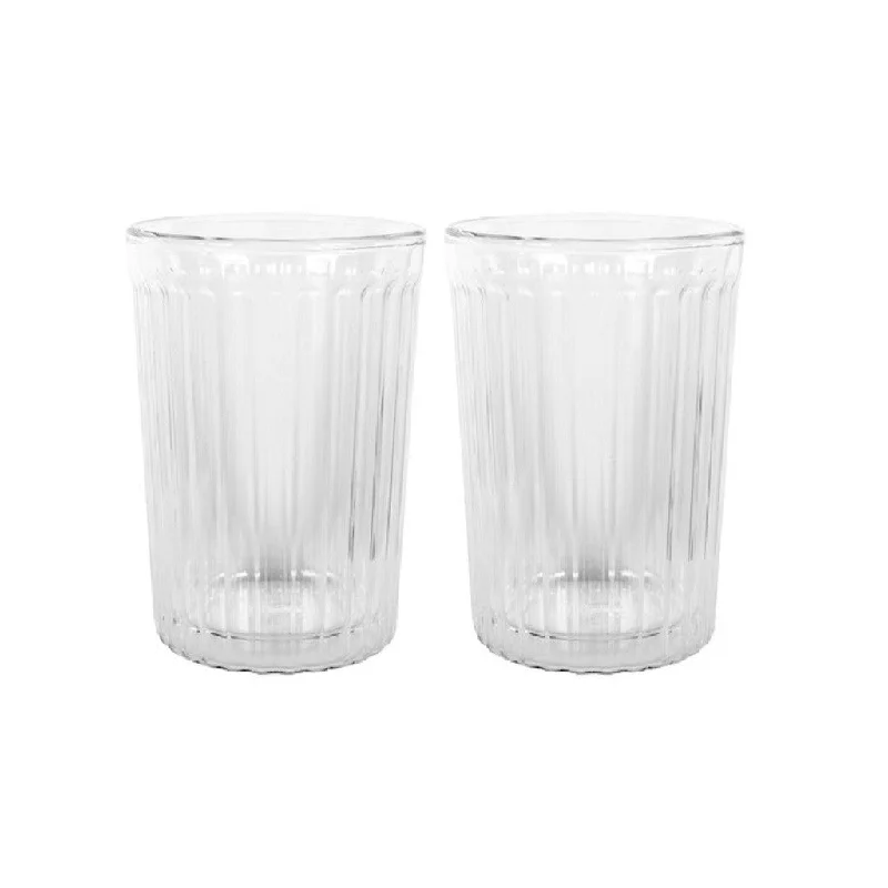 Luxury gold-accented tumblers-Avanti Rigato Double Wall Set Of 2 350ml