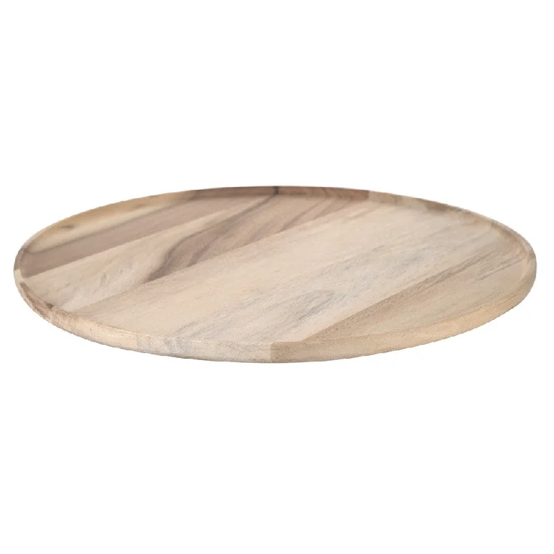 Designer wooden serving platters-Acacia Wood Tray Round 48cm