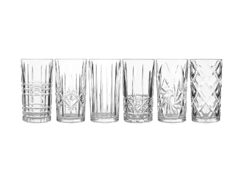 Chic metallic finish tumblers-Maxwell & Williams Cocktail & Co Mixologist Highball 380ML Set of 6 Gift Boxed