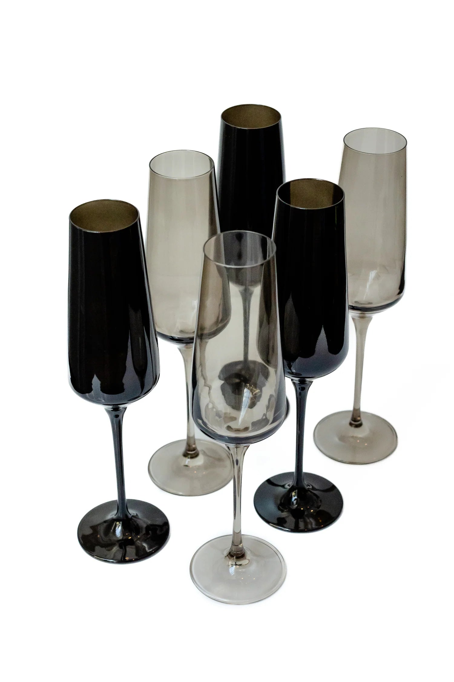 Stylish double-wall coffee cups-Estelle Colored Champagne Flute - Mixed Smoke Set