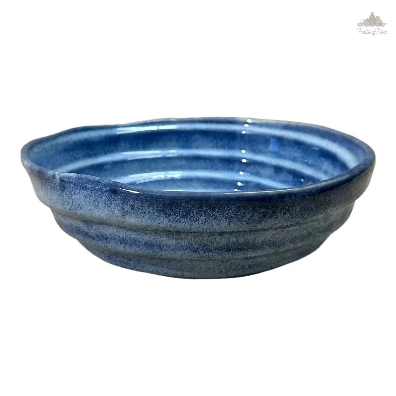 Stylish stackable soup bowls-Blue Denim Serving Bowl  | Hand Painted |  Set of 1 | Ceramic Pottery | Ideal for serving food items