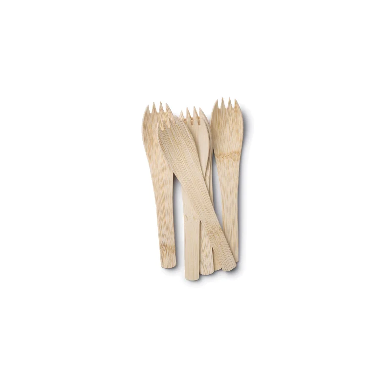 Affordable wooden salad servers-Disposable Bamboo Spork with Handle, Bulk Case of 250