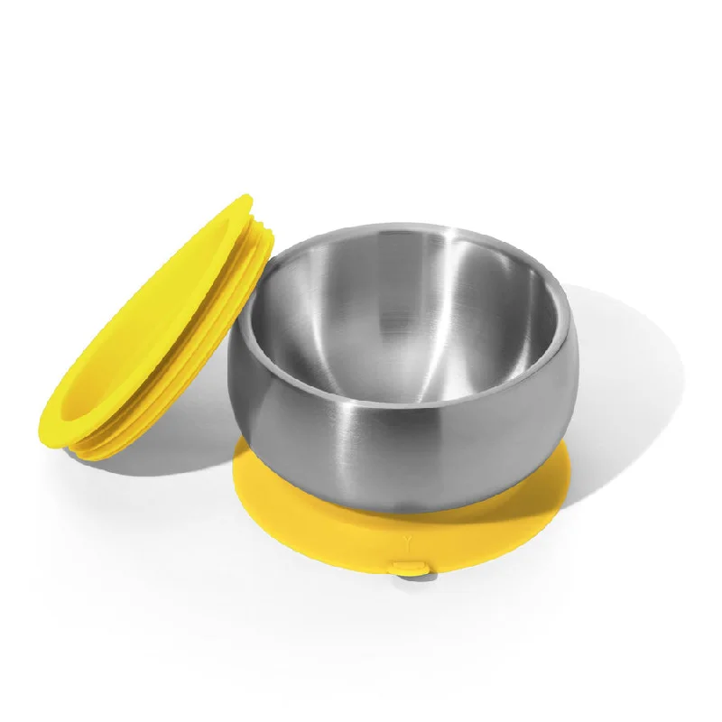 Luxury gold-accented bowls-Avanchy Stainless Steel Suction Baby Bowl Lid Yellow