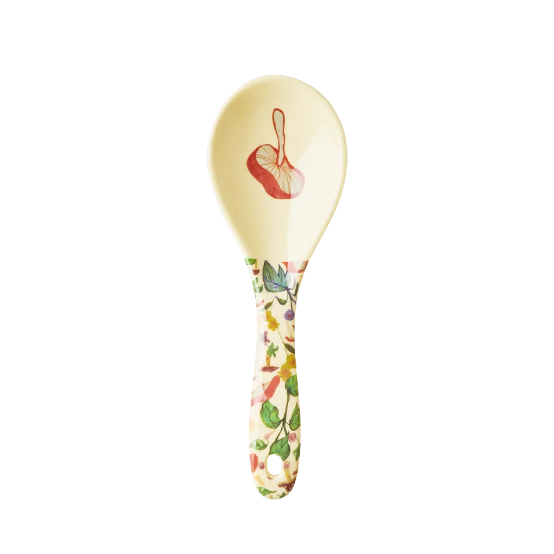 Elegant crystal dessert plates-Melamine Salad Spoon | Mushroom Print