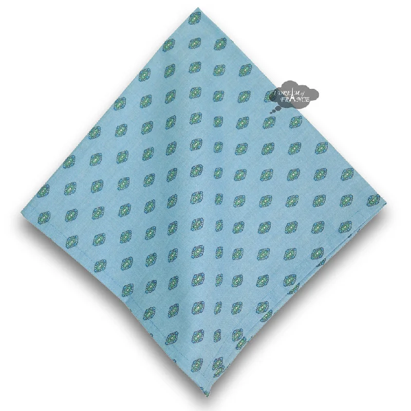 Designer espresso saucers on sale-Lisa Turquoise Provence Cotton Napkin by Le Cluny