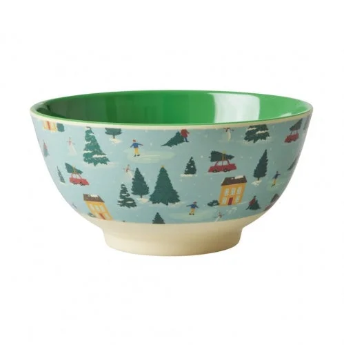 Trendy matte finish plates-Rice DK Melamine Bowl With Happy Holiday Print - Medium 700ml