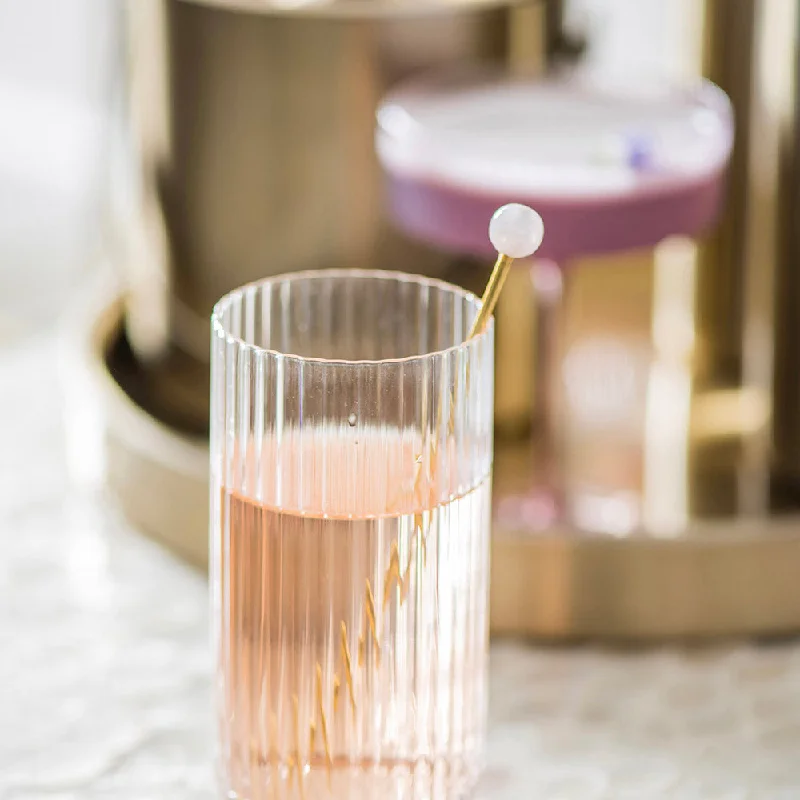 Trendy reusable glass trays-Brass Stirrer with Pink Resin