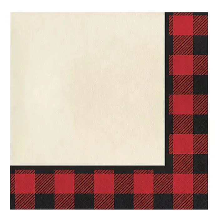 Vintage-inspired ceramic bowls-Buffulo Plaid Red Lunch Napkins | 16ct