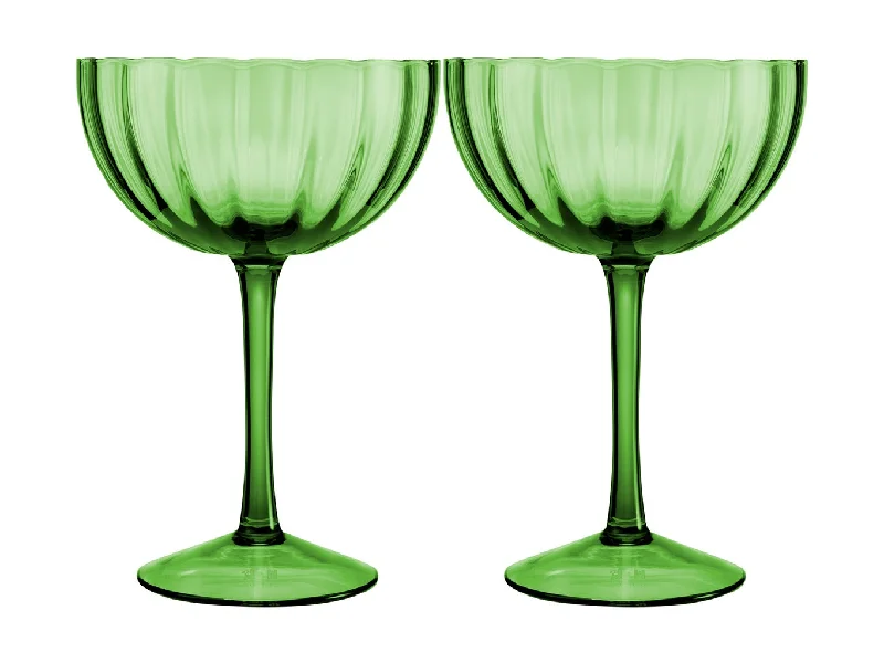 Luxury crystal champagne glasses-Maxwell & Williams Wicked Pink Goes Good With Green Ribbed Coupe Glass Elphaba Set of 2 Gif