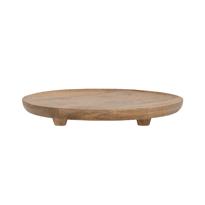 Stylish glass salad plates-Plate on feet large, Golden Oak