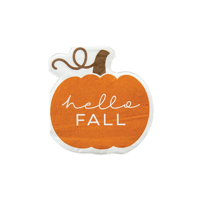 Trendy stackable glass plates-Hello Fall Pumpkin Dessert Napkins 20ct