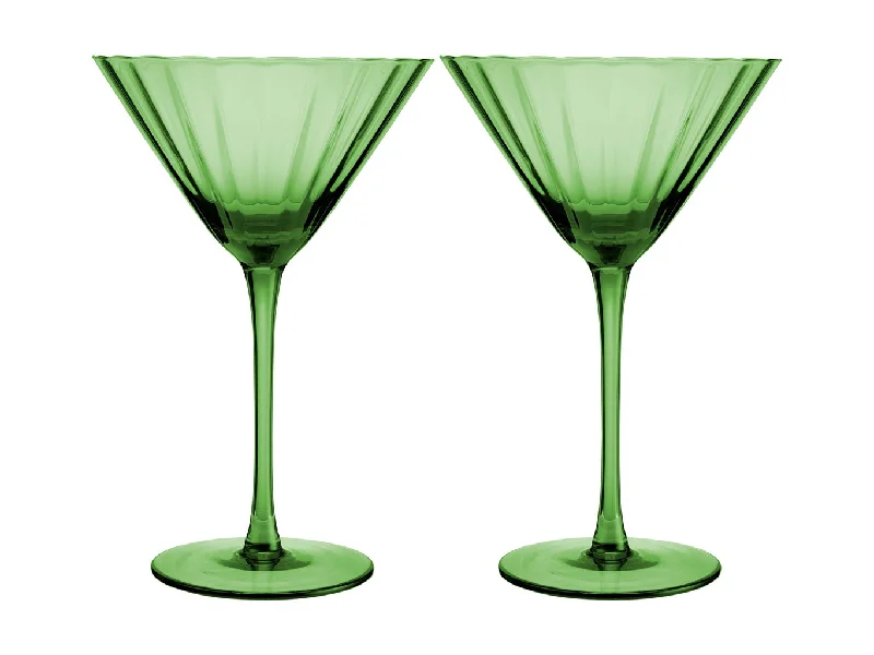 Designer double-wall tumblers-Maxwell & Williams Wicked Pink Goes Good With Green Ribbed Martini Glass Elphaba Set of 2