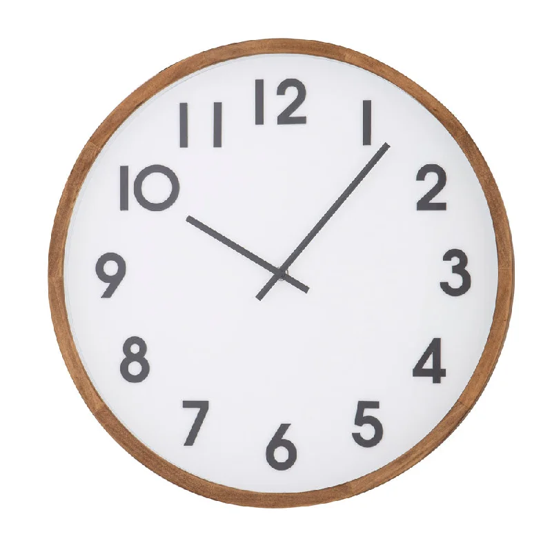 Designer stainless steel knives-Wall Clock Leonard Brown White & Black 41.5x41.5x5.5cm