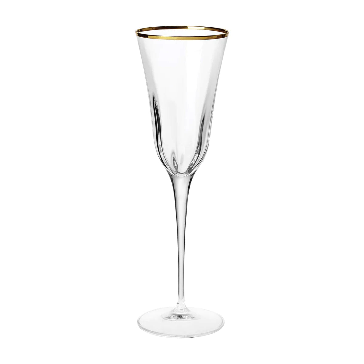 Luxury crystal champagne glasses-Vietri Optical Gold Champagne Glass