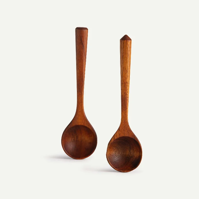 Vintage retro cutlery sets-BIG WOODEN CONDIMENT SPOONS