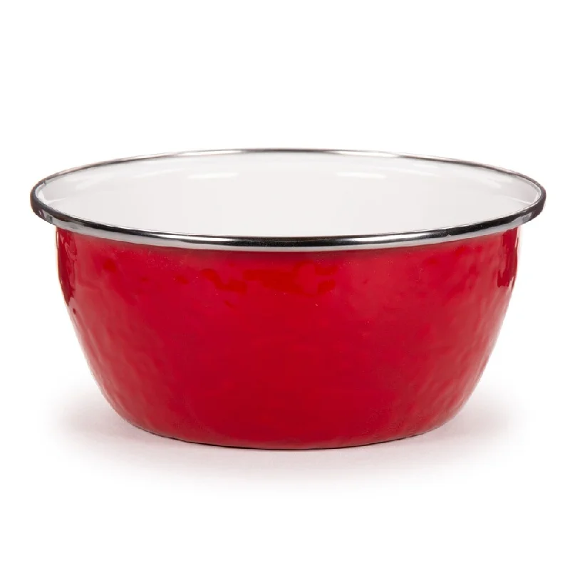 Vintage retro cutlery sets-Golden Rabbit Solid Red Enamelware Salad Bowls (Pack of 4)