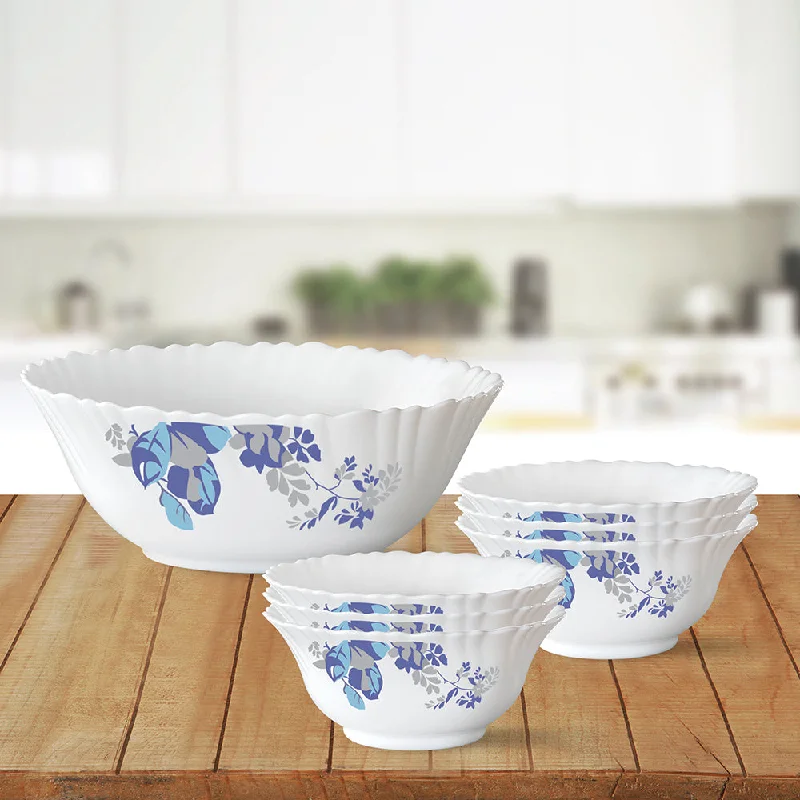 Trendy wooden salad bowls-Larah by Borosil Blue Cascade Pudding Set