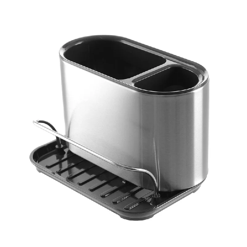 Casual melamine serving bowls-Stainless Steel Utensil Holder with Bracket 18x13x12cm