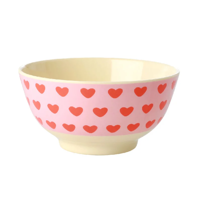 Elegant floral ceramic bowls-Rice DK Melamine Bowl with Sweet Hearts Print - Medium