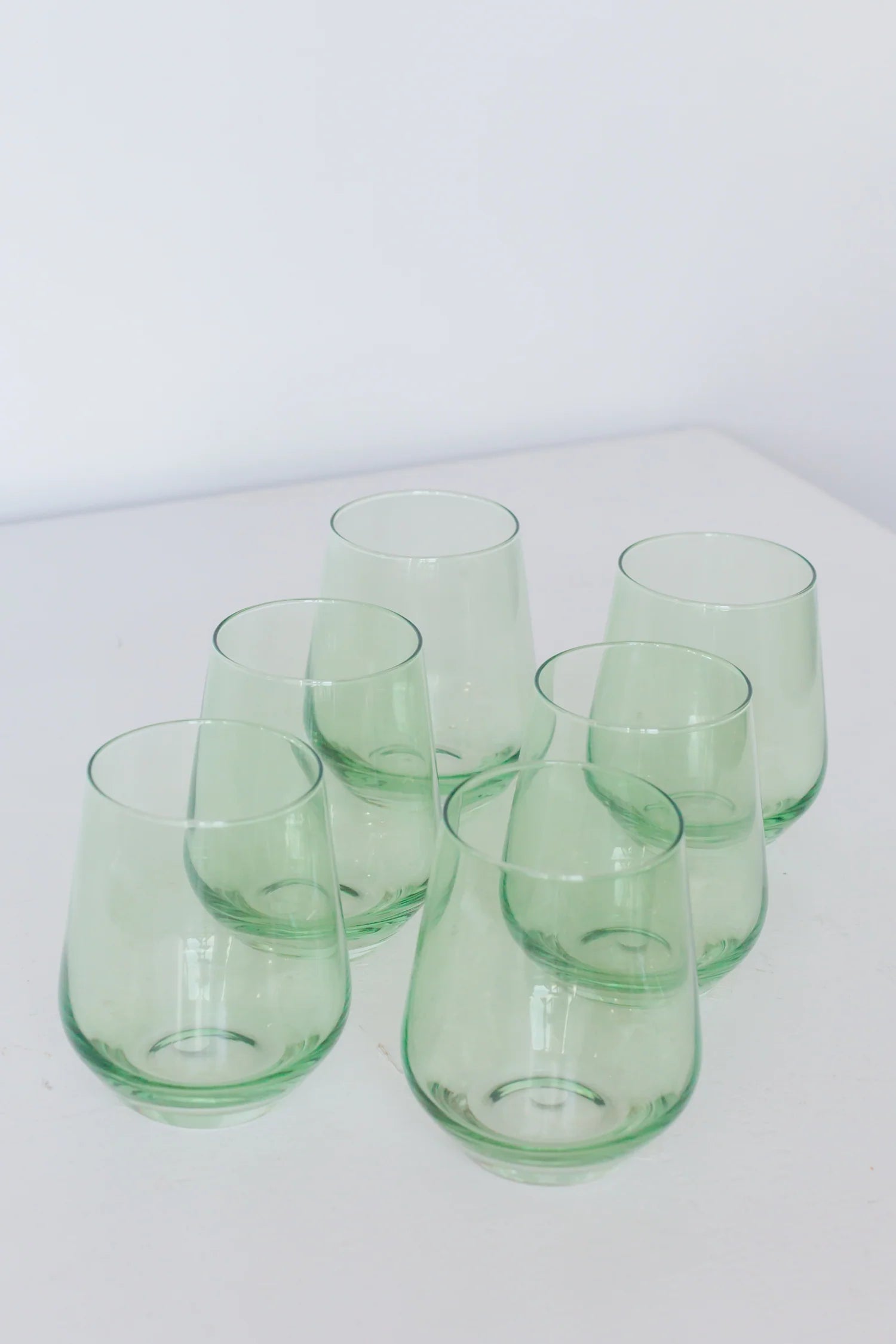 Affordable stainless steel cups-Estelle Stemless Wine Glasses - Mint Green